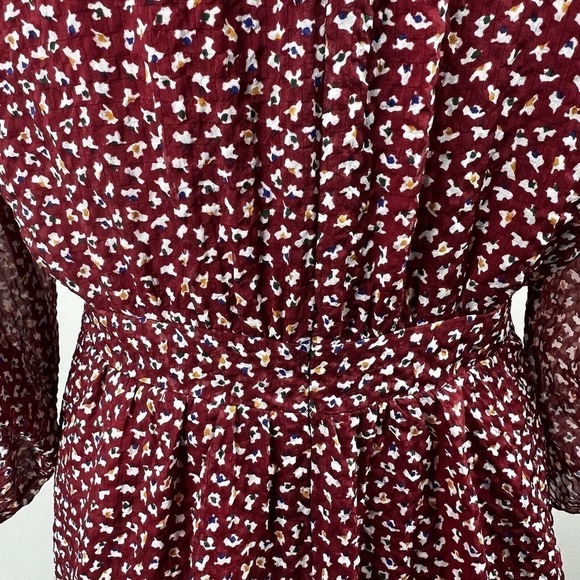 Madewell Red Floral Starviolet Mini Dress 6 V Neck Chiffon Ditzy Flowers - Picture 12 of 15